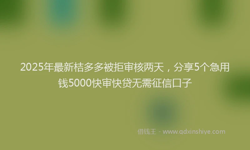 2025年最新桔多多被拒审核两天，分享5个急用钱5000快审快贷无需征信口子