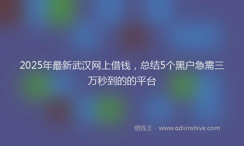 2025年最新武汉网上借钱，总结5个黑户急需三万秒到的的平台