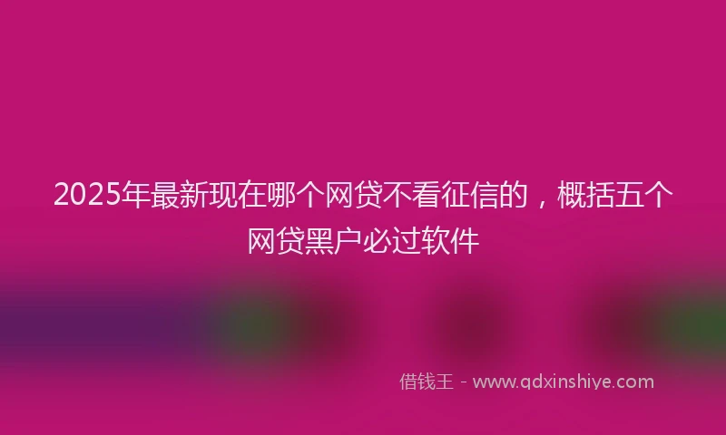 2025年最新现在哪个网贷不看征信的，概括五个网贷黑户必过软件
