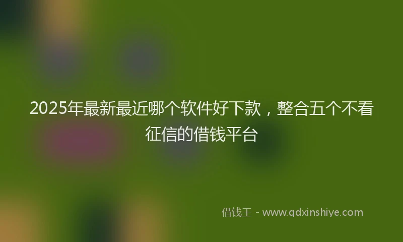 2025年最新最近哪个软件好下款，整合五个不看征信的借钱平台