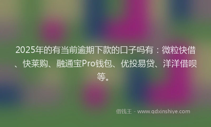 2025年的有当前逾期下款的口子吗有：微粒快借、快莱购、融通宝Pro钱包、优投易贷、洋洋借呗等。