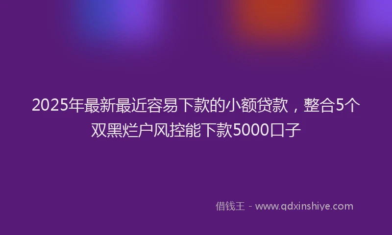 2025年最新最近容易下款的小额贷款，整合5个双黑烂户风控能下款5000口子