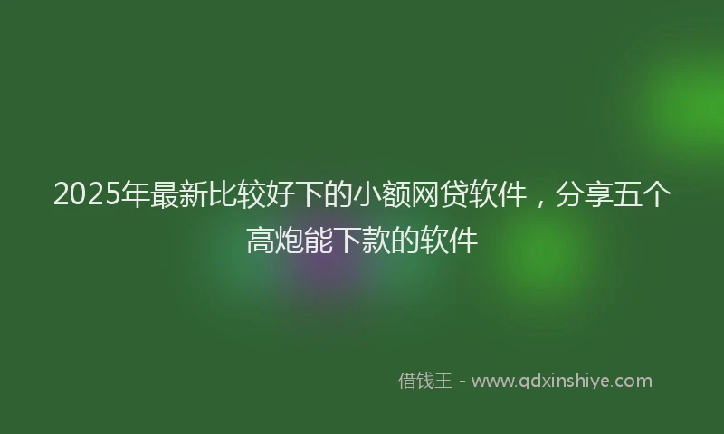 2025年最新比较好下的小额网贷软件，分享五个高炮能下款的软件