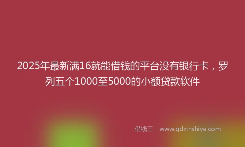 2025年最新满16就能借钱的平台没有银行卡，罗列五个1000至5000的小额贷款软件