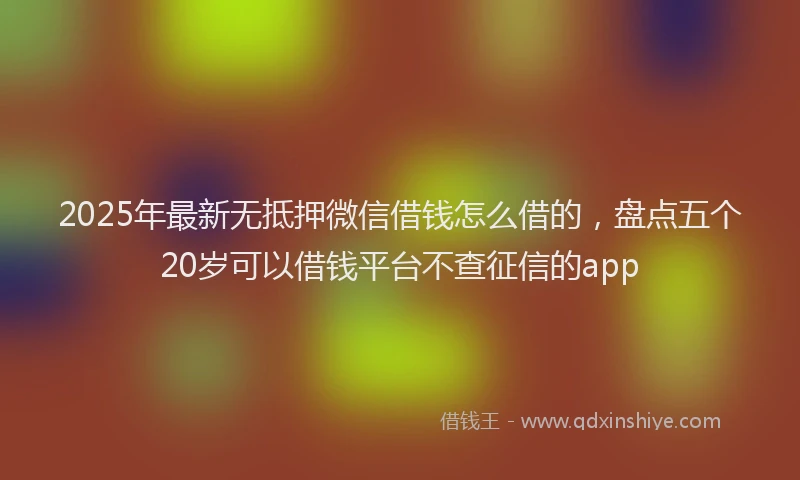 2025年最新无抵押微信借钱怎么借的，盘点五个20岁可以借钱平台不查征信的app