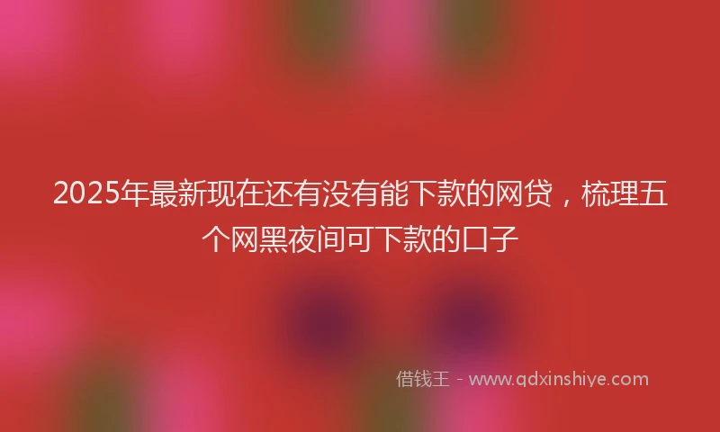 2025年最新现在还有没有能下款的网贷，梳理五个网黑夜间可下款的口子