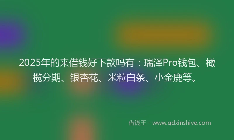 2025年的来借钱好下款吗有：瑞泽Pro钱包、橄榄分期、银杏花、米粒白条、小金鹿等。