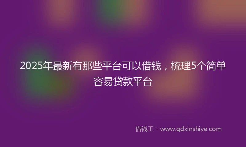 2025年最新有那些平台可以借钱，梳理5个简单容易贷款平台
