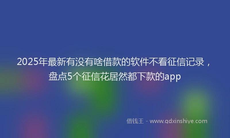 2025年最新有没有啥借款的软件不看征信记录，盘点5个征信花居然都下款的app