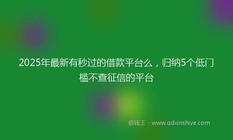 2025年最新有秒过的借款平台么，归纳5个低门槛不查征信的平台