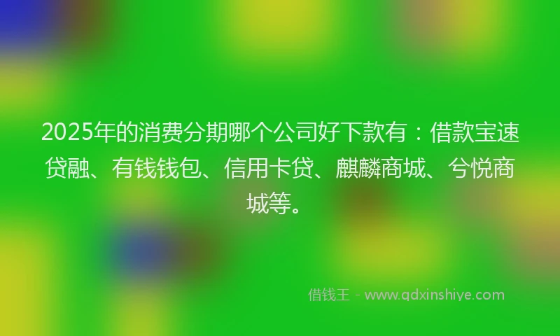 2025年的消费分期哪个公司好下款有：借款宝速贷融、有钱钱包、信用卡贷、麒麟商城、兮悦商城等。