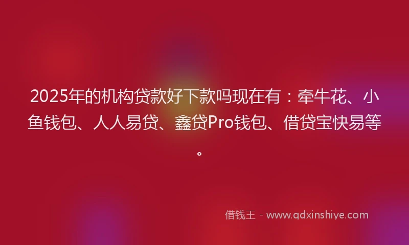 2025年的机构贷款好下款吗现在有：牵牛花、小鱼钱包、人人易贷、鑫贷Pro钱包、借贷宝快易等。