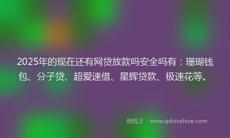 2025年的现在还有网贷放款吗安全吗有：珊瑚钱包、分子贷、超爱速借、星辉贷款、极速花等。
