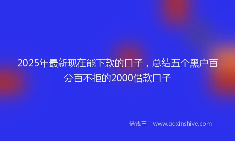 2025年最新现在能下款的口子，总结五个黑户百分百不拒的2000借款口子