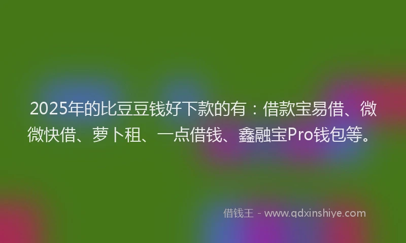 2025年的比豆豆钱好下款的有：借款宝易借、微微快借、萝卜租、一点借钱、鑫融宝Pro钱包等。