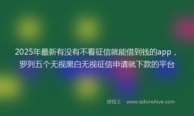 2025年最新有没有不看征信就能借到钱的app，罗列五个无视黑白无视征信申请就下款的平台