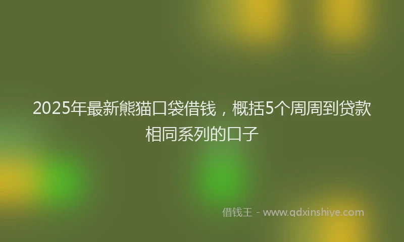 2025年最新熊猫口袋借钱，概括5个周周到贷款相同系列的口子