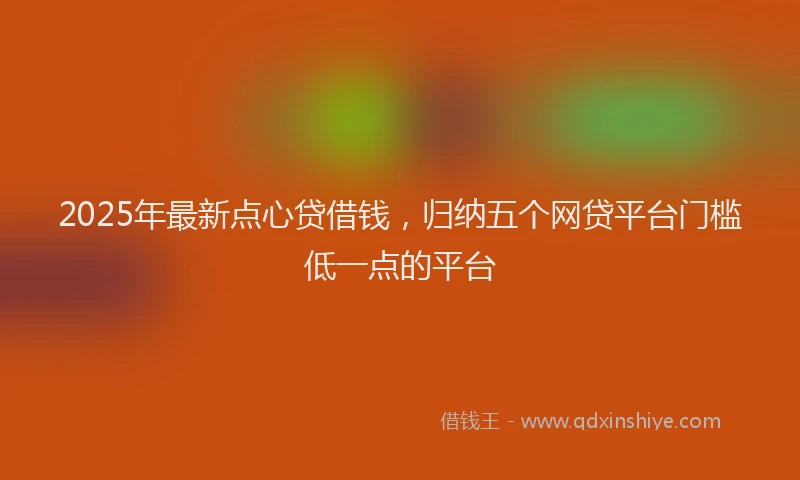 2025年最新点心贷借钱，归纳五个网贷平台门槛低一点的平台