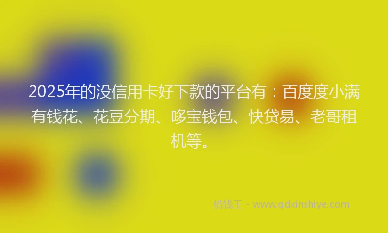 2025年的没信用卡好下款的平台有：百度度小满有钱花、花豆分期、哆宝钱包、快贷易、老哥租机等。