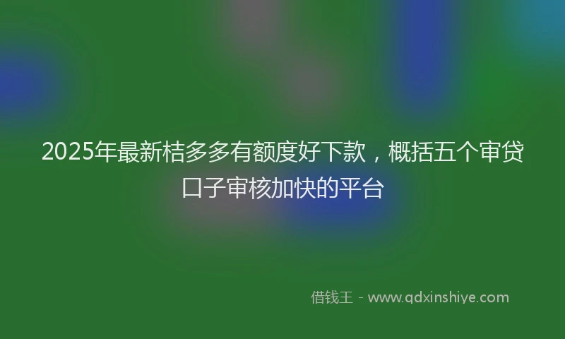 2025年最新桔多多有额度好下款，概括五个审贷口子审核加快的平台