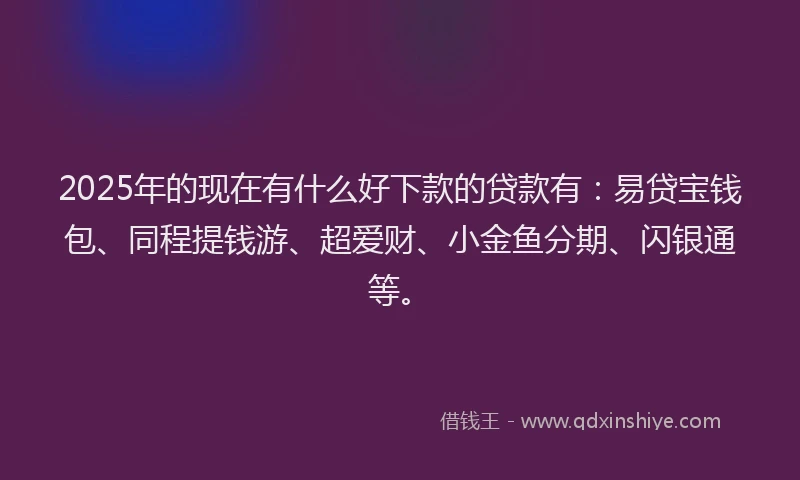 2025年的现在有什么好下款的贷款有：易贷宝钱包、同程提钱游、超爱财、小金鱼分期、闪银通等。