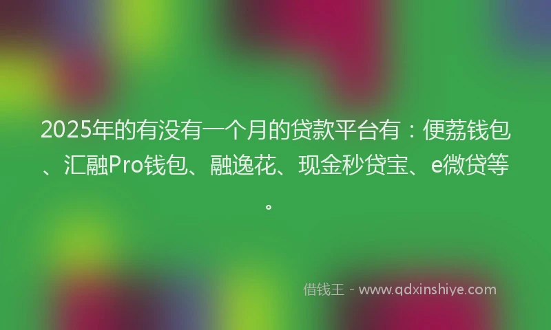 2025年的有没有一个月的贷款平台有：便荔钱包、汇融Pro钱包、融逸花、现金秒贷宝、e微贷等。