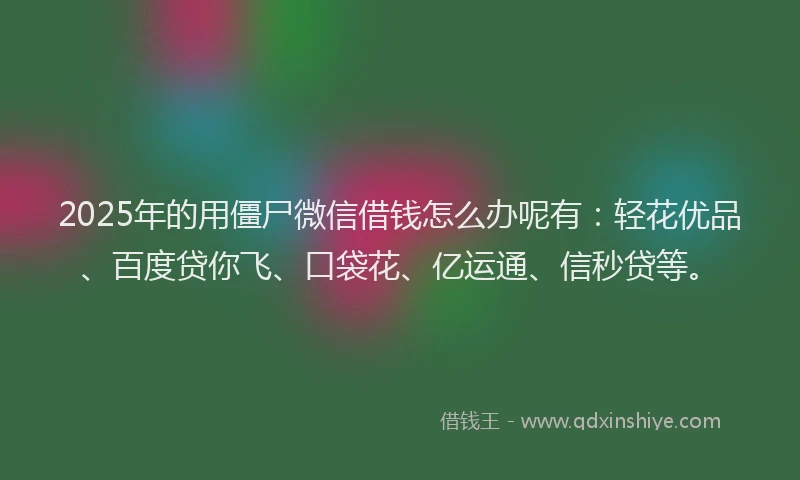 2025年的用僵尸微信借钱怎么办呢有：轻花优品、百度贷你飞、口袋花、亿运通、信秒贷等。