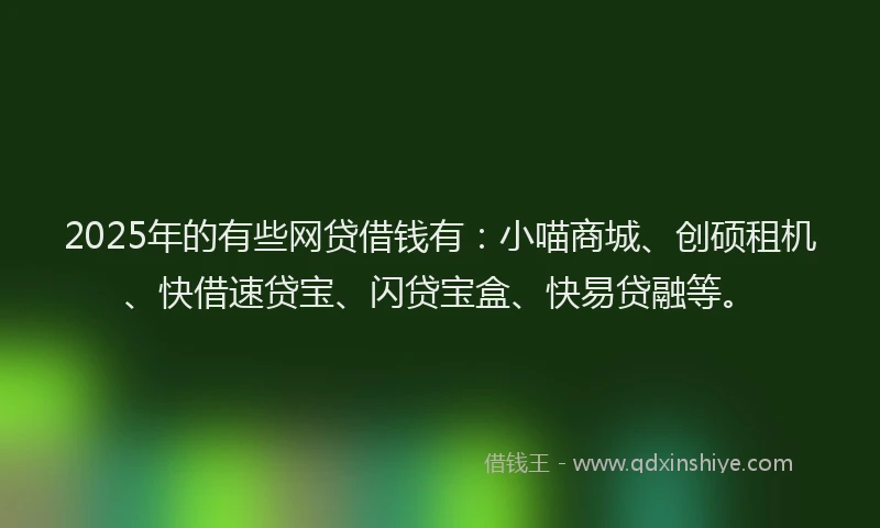 2025年的有些网贷借钱有：小喵商城、创硕租机、快借速贷宝、闪贷宝盒、快易贷融等。