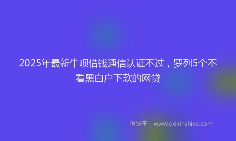 2025年最新牛呗借钱通信认证不过，罗列5个不看黑白户下款的网贷