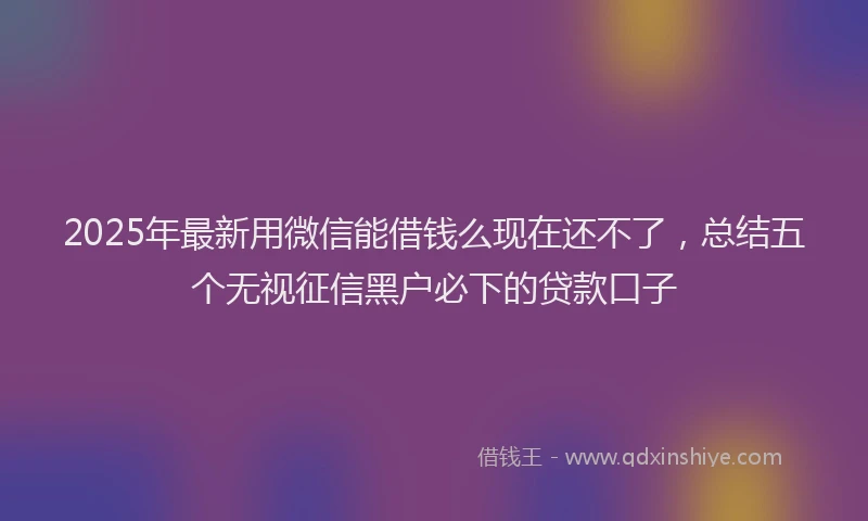 2025年最新用微信能借钱么现在还不了，总结五个无视征信黑户必下的贷款口子