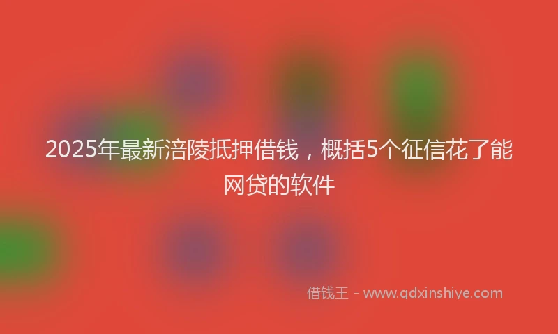 2025年最新涪陵抵押借钱，概括5个征信花了能网贷的软件