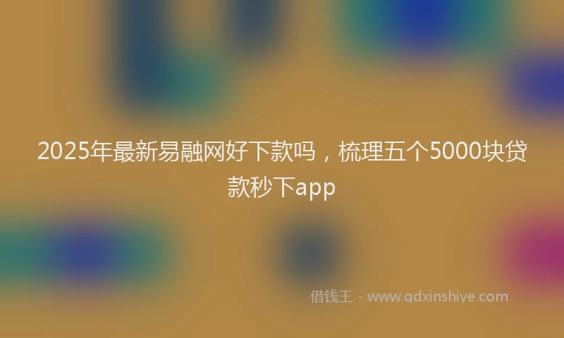 2025年最新易融网好下款吗，梳理五个5000块贷款秒下app
