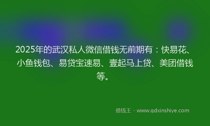 2025年的武汉私人微信借钱无前期有：快易花、小鱼钱包、易贷宝速易、壹起马上贷、美团借钱等。