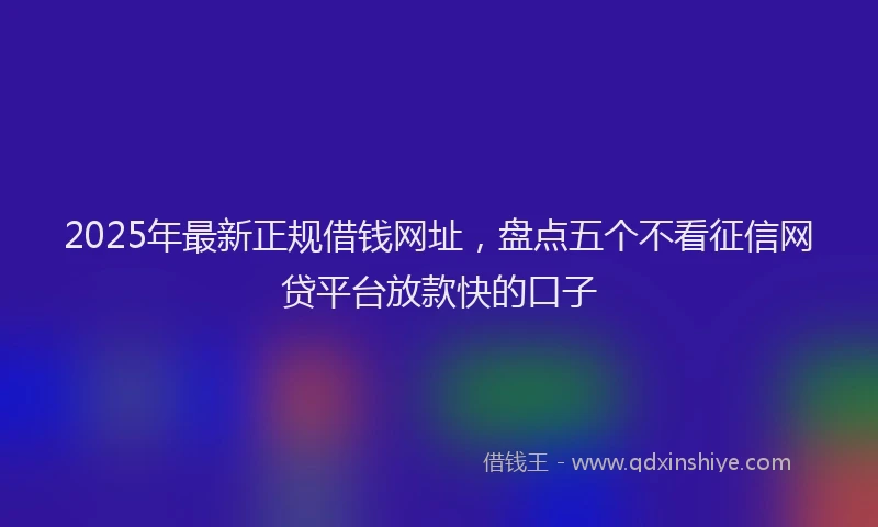 2025年最新正规借钱网址，盘点五个不看征信网贷平台放款快的口子