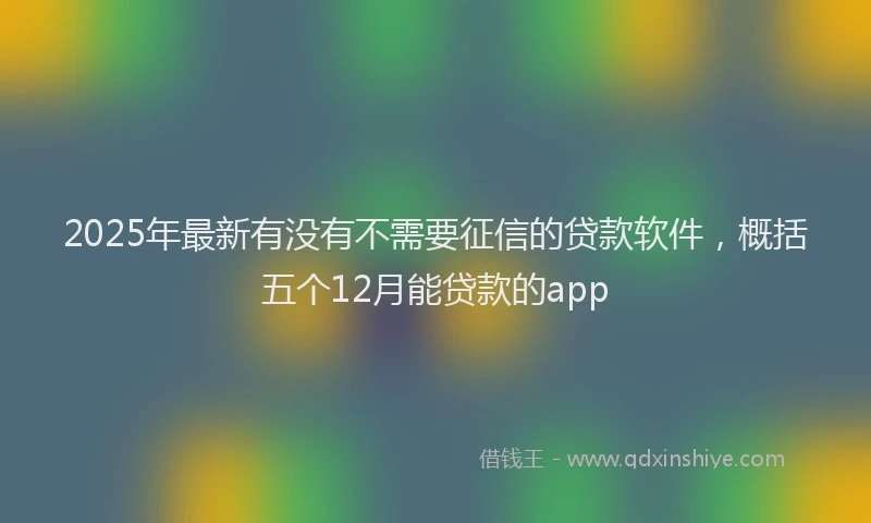 2025年最新有没有不需要征信的贷款软件，概括五个12月能贷款的app