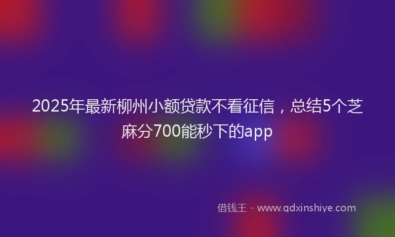 2025年最新柳州小额贷款不看征信，总结5个芝麻分700能秒下的app