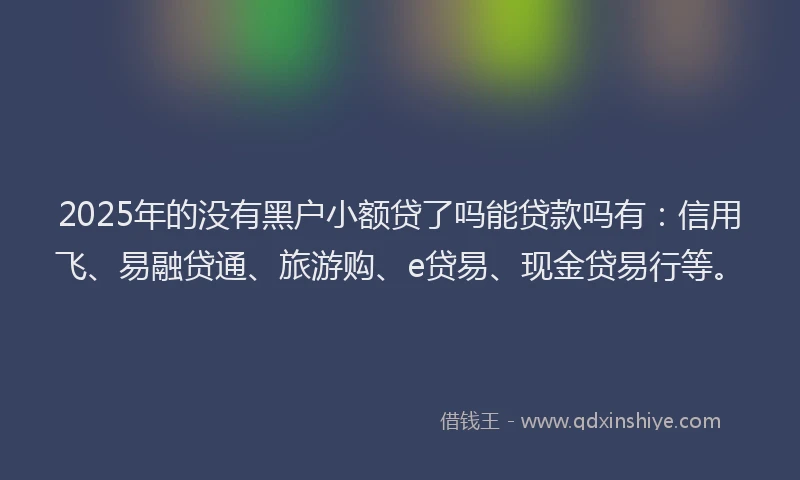 2025年的没有黑户小额贷了吗能贷款吗有：信用飞、易融贷通、旅游购、e贷易、现金贷易行等。