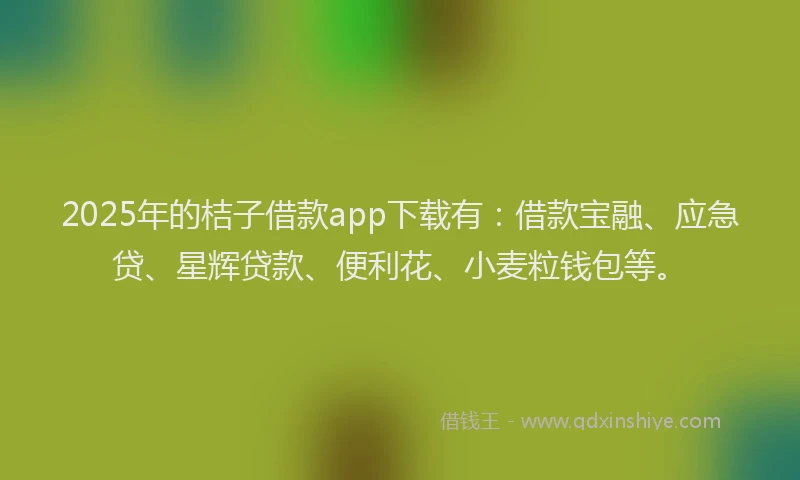 2025年的桔子借款app下载有：借款宝融、应急贷、星辉贷款、便利花、小麦粒钱包等。