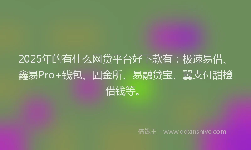 2025年的有什么网贷平台好下款有：极速易借、鑫易Pro+钱包、固金所、易融贷宝、翼支付甜橙借钱等。