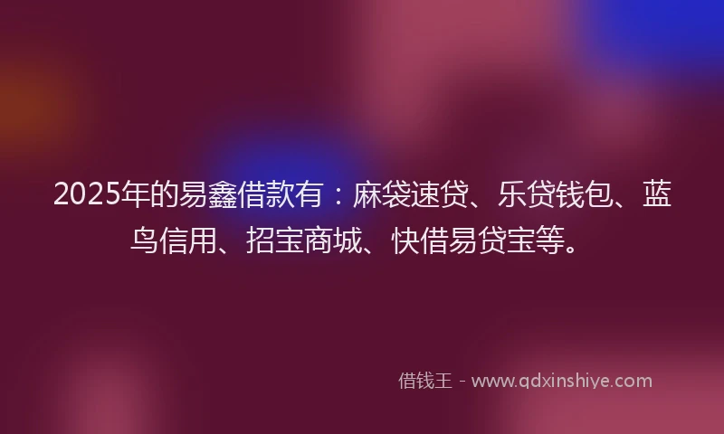 2025年的易鑫借款有：麻袋速贷、乐贷钱包、蓝鸟信用、招宝商城、快借易贷宝等。