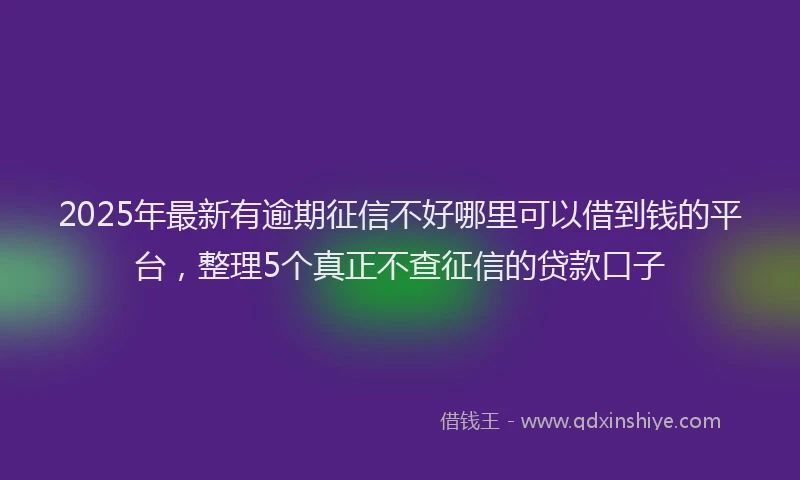 2025年最新有逾期征信不好哪里可以借到钱的平台，整理5个真正不查征信的贷款口子