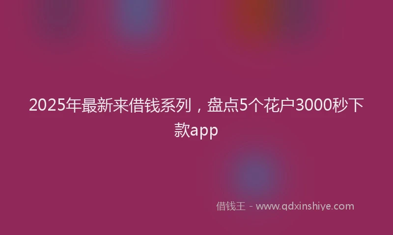 2025年最新来借钱系列，盘点5个花户3000秒下款app