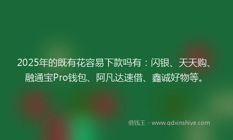 2025年的既有花容易下款吗有：闪银、天天购、融通宝Pro钱包、阿凡达速借、鑫诚好物等。