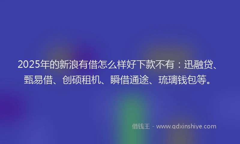 2025年的新浪有借怎么样好下款不有：迅融贷、甄易借、创硕租机、瞬借通途、琉璃钱包等。