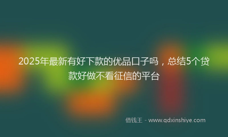 2025年最新有好下款的优品口子吗，总结5个贷款好做不看征信的平台