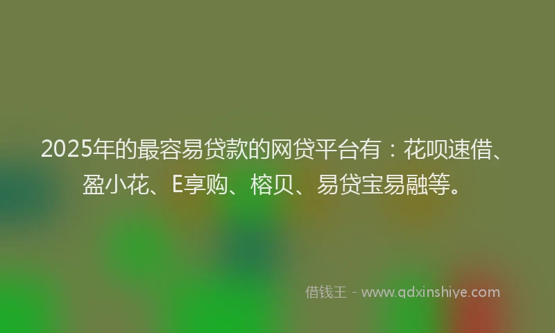 2025年的最容易贷款的网贷平台有：花呗速借、盈小花、E享购、榕贝、易贷宝易融等。