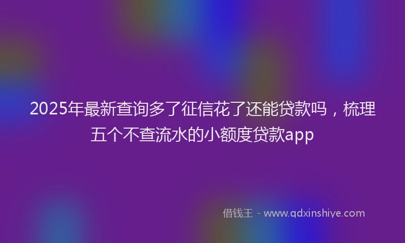 2025年最新查询多了征信花了还能贷款吗，梳理五个不查流水的小额度贷款app
