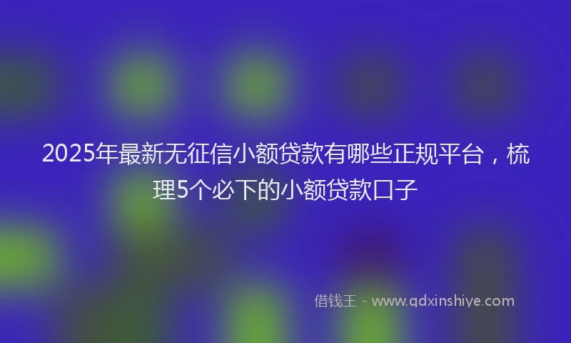 2025年最新无征信小额贷款有哪些正规平台，梳理5个必下的小额贷款口子