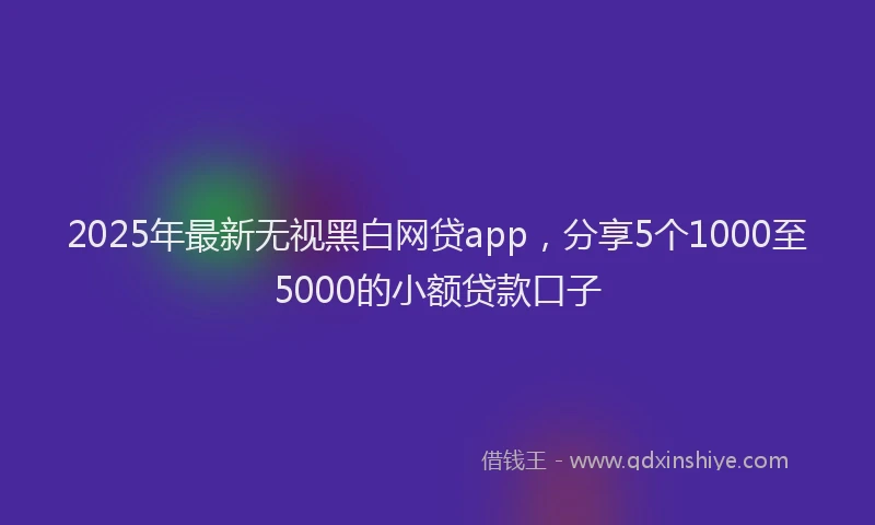 2025年最新无视黑白网贷app，分享5个1000至5000的小额贷款口子