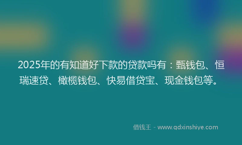 2025年的有知道好下款的贷款吗有：甄钱包、恒瑞速贷、橄榄钱包、快易借贷宝、现金钱包等。